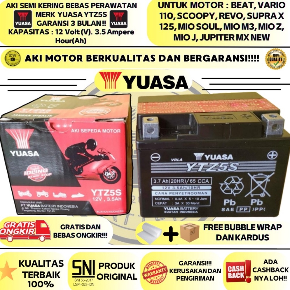 Laris AKI MOTOR BEAT VARIO 11 SPACY REVO BLADE SCOOPY CS1 YTZ5S YUASA ORI MF 71