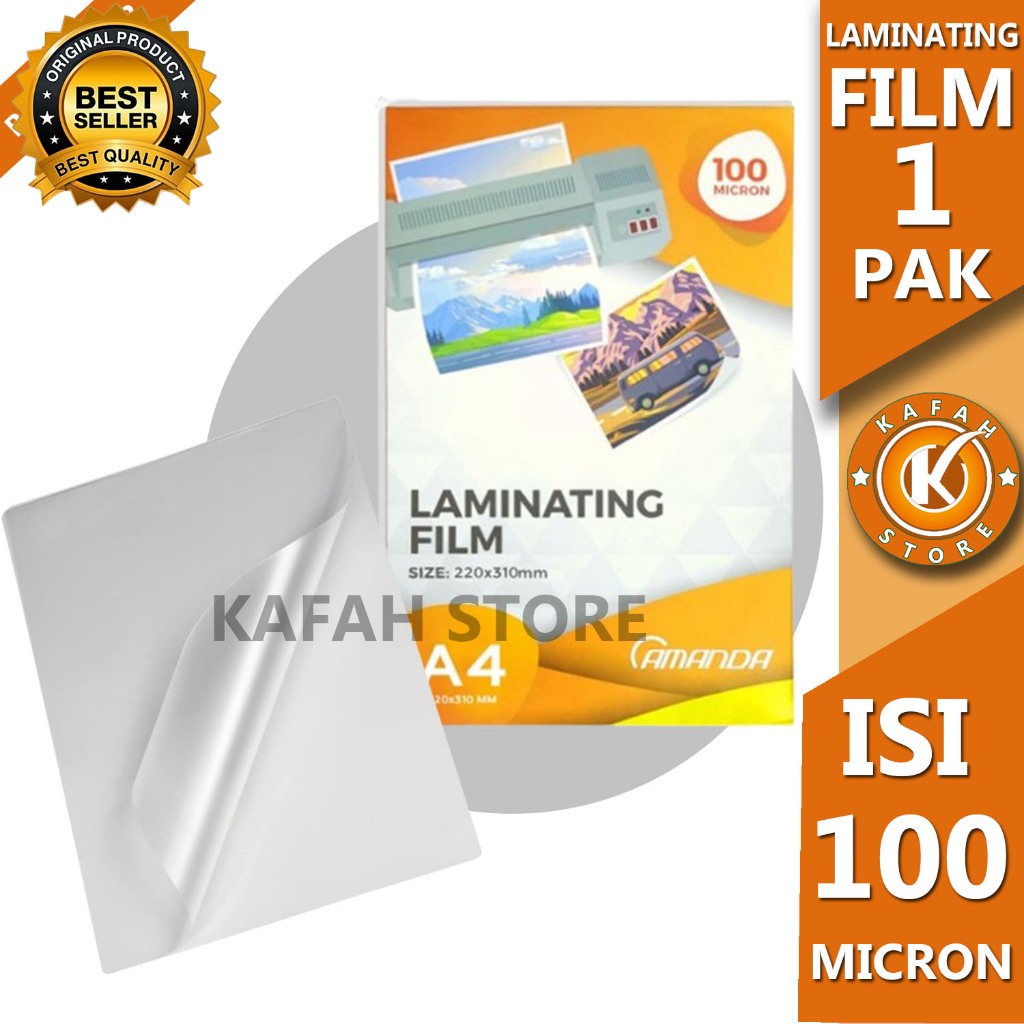 

LAMINATING FILM A4/F4 1 PAK ISI 100 MICRON PLASTIK LAMINATING KAFAH STORE