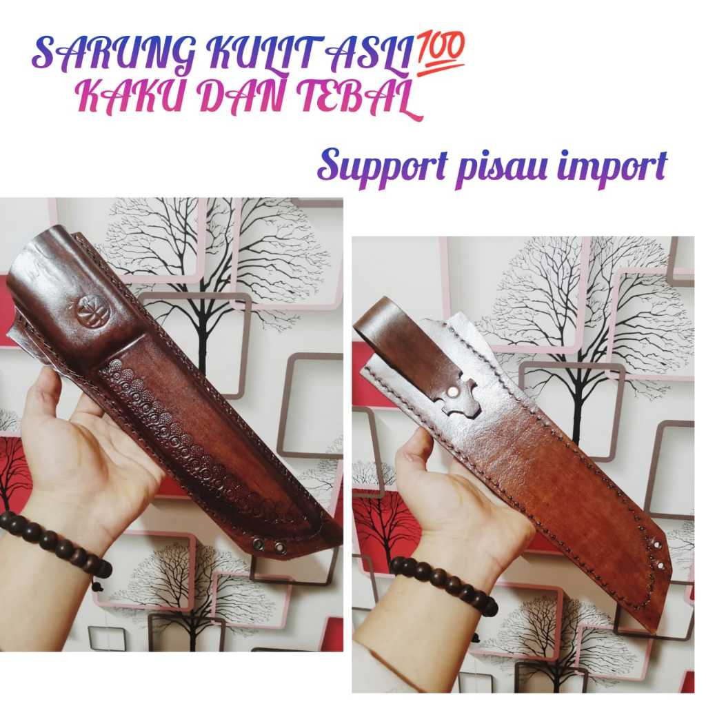 sarung kulit Pisau impor Tramontina model bilah lurus grosir