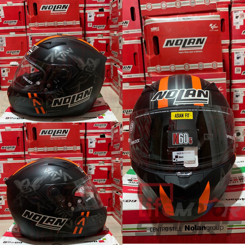 NOLAN HELM / OBRAL JUAL RUGI HELM NOLAN N605 GEMINI CANET BLACK ORANGE DOFF 100% ORIGINAL NOLAN