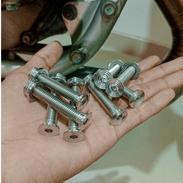 Baut L Stainles SLIM SPIRAL Baut Dudukan Mesin Rangka Ke Breket Mesin Bawah Ninja R Dan Ninja SS Set