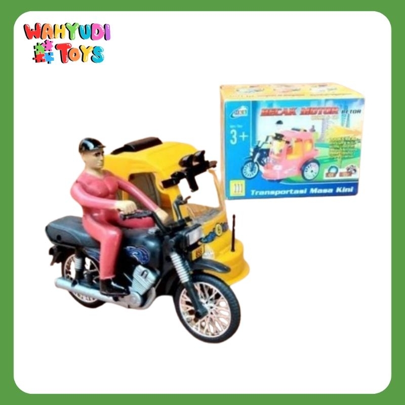 MAINAN ANAK MURAH BECAK MOTOR BERJALAN - ADA MUSIK & LAMPU
