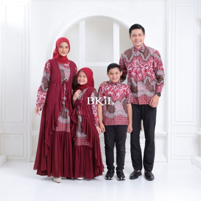 Baju Batik Couple Keluarga Terbaru Gamis Batik Katun Kombinasi Ceruty Premium Batik Couple Keluarga Modern Sarimbit Pasangan Seragam Ayah Ibu Anak