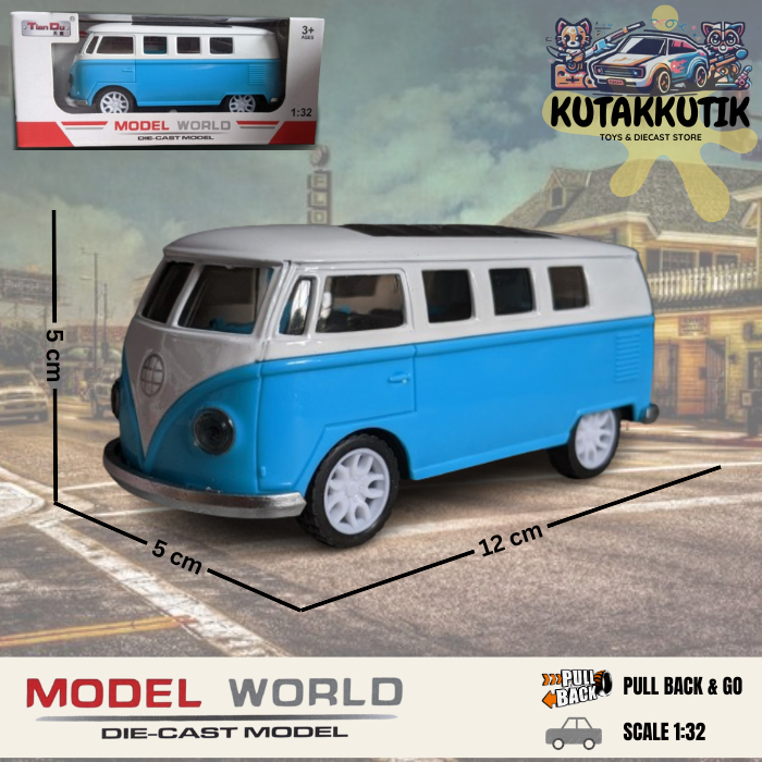 Diecast Model World Tian Du Mainan Anak Mobil Van Klasik VW Kombi VW Combi T1