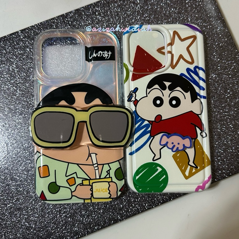 [READY STOCK - PRELOVED] CASE SHINCHAN TITIT & CASE SUNGLASS KACAMATA HITAM UNTUK IPHONE 14 PRO MAX