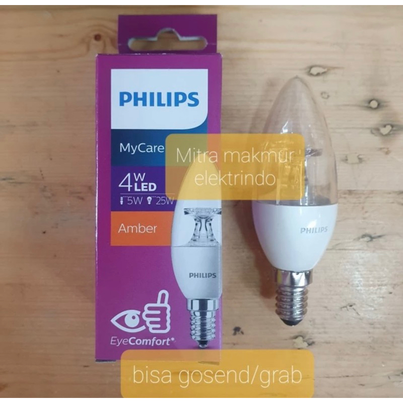 led candle philips 4w e14 kuning / lampu lilin hias cabe philips 4w e14