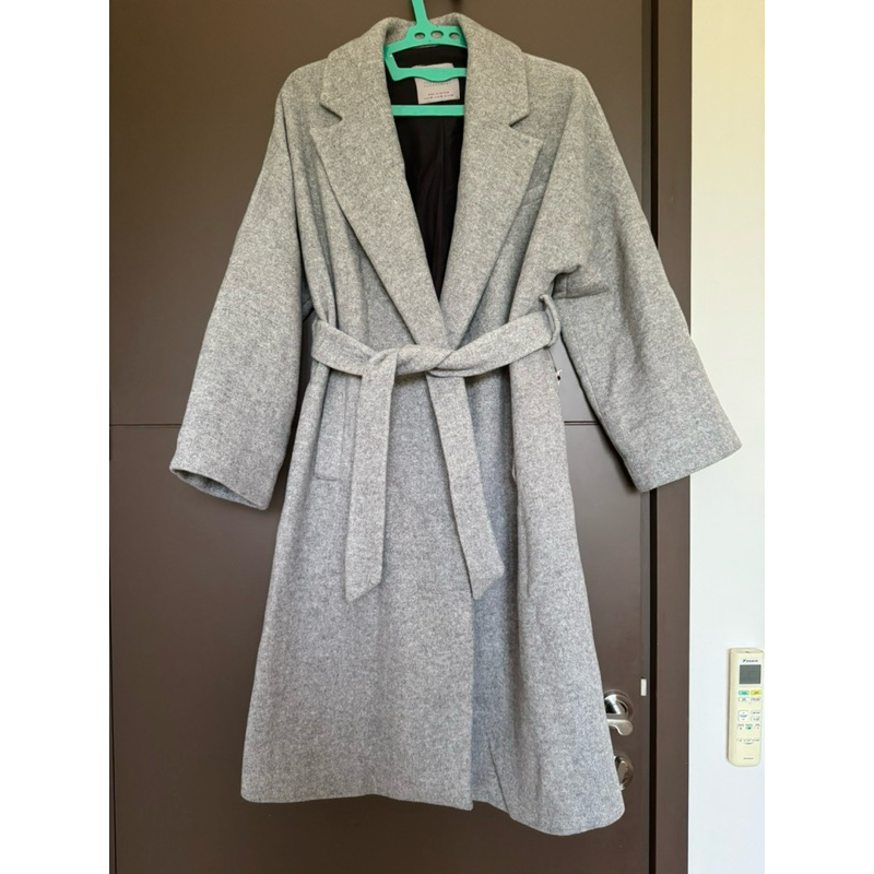 zara coat wool grey dengan belt preloved