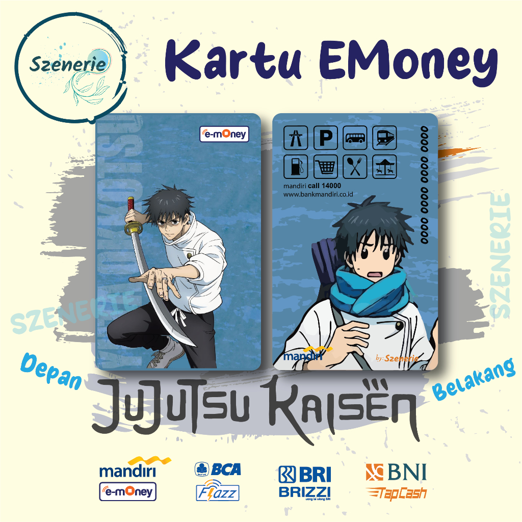 Emoney Yuuta Okkotsu Yuta Flazz gen 2 Kartu E-money Mandiri BCA Tapcash BNI Brizzi BRI NFC Anime Juj