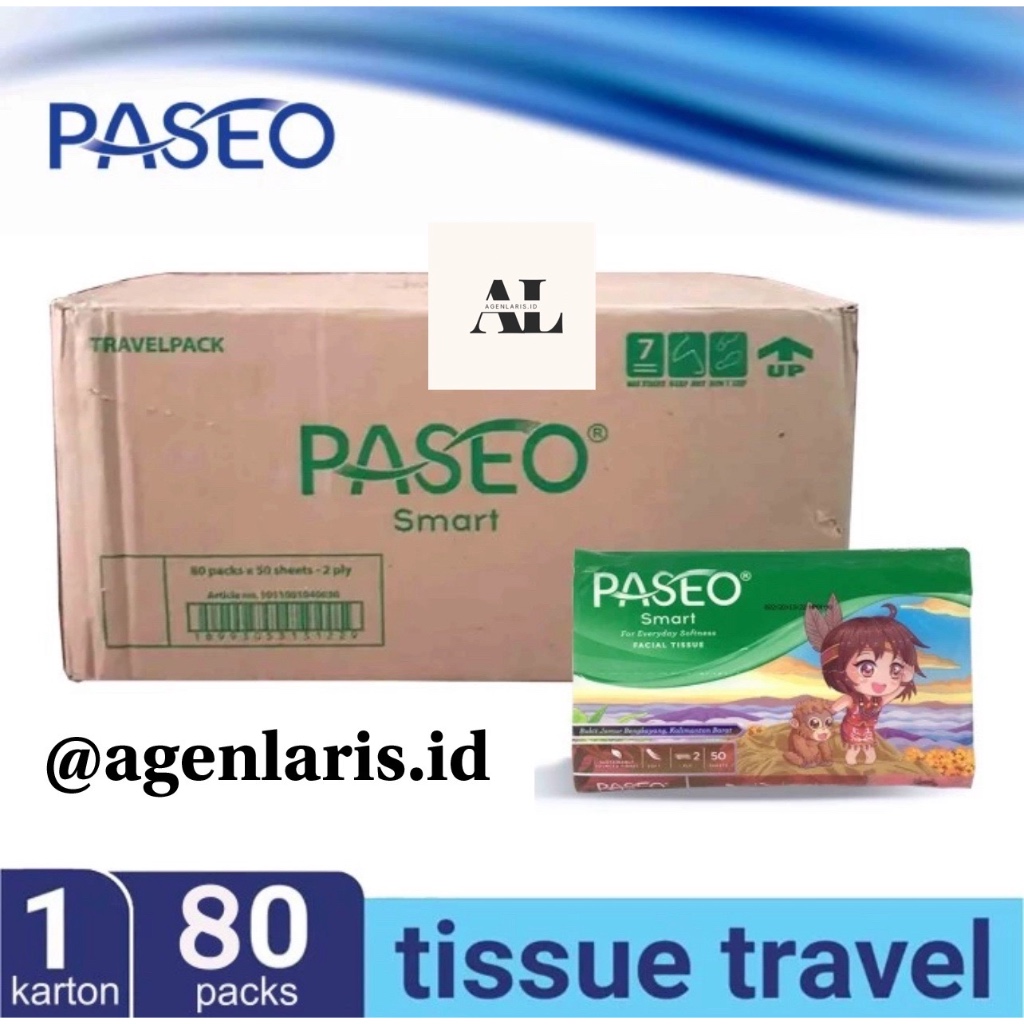 Tissue PASEO TRAVEL Facial 50 Sheet / 1 DUS / KARTON isi 80 PACK