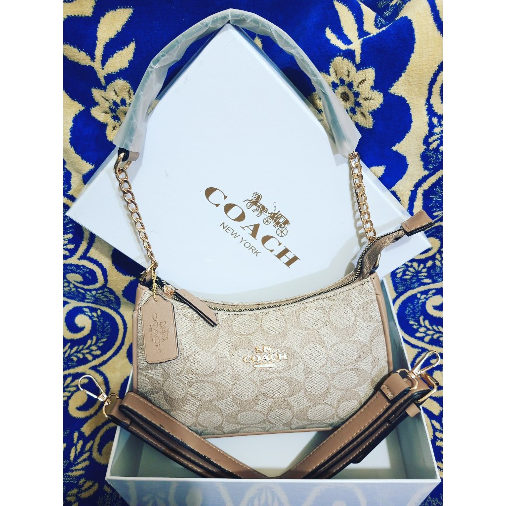 Tas wanita COACH slempang TERRY SIGNATURE tali rantai