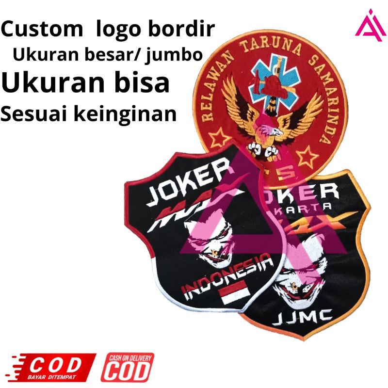 CUSTOM LOGO UKURAN BESAR/JUMBO PACTH PUNGGUNG/BODIR/ LOGO DLL | Logo Bordir Komputer