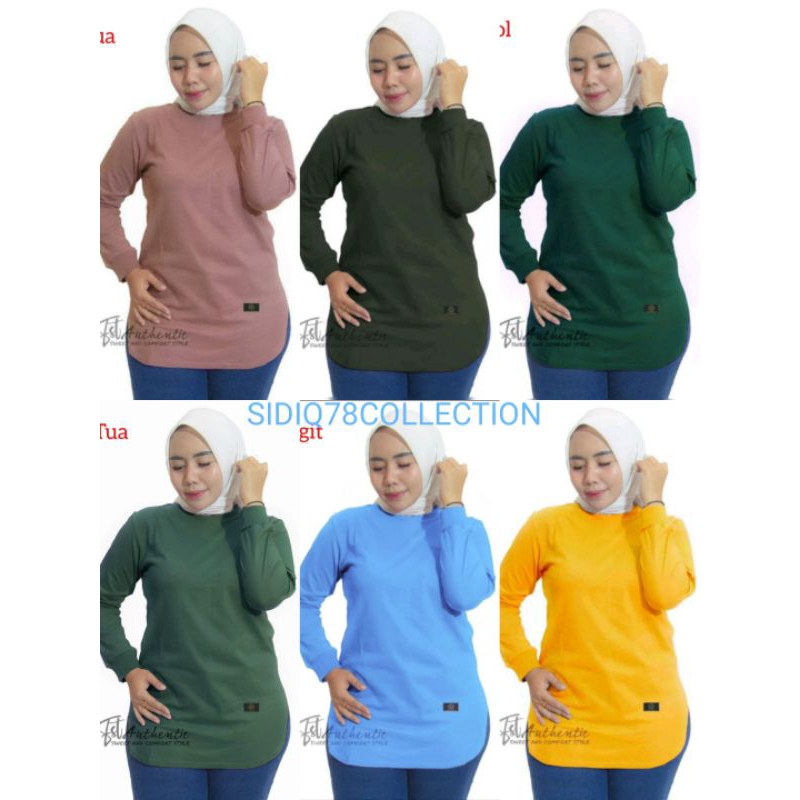 [ TERBARU ] [ TERLARIS ] Kaos Polos Wanita // Baju Tangan Panjang Wanita Model Body Oval Kaos JUMBO 