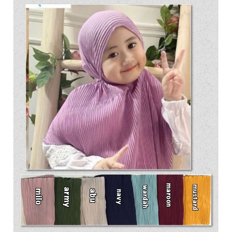 kerudung anak bergo plisket