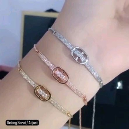 Xuping88 Gelang Serut Motif Gesper Wanita titanium antikarat lapis emas-LENA