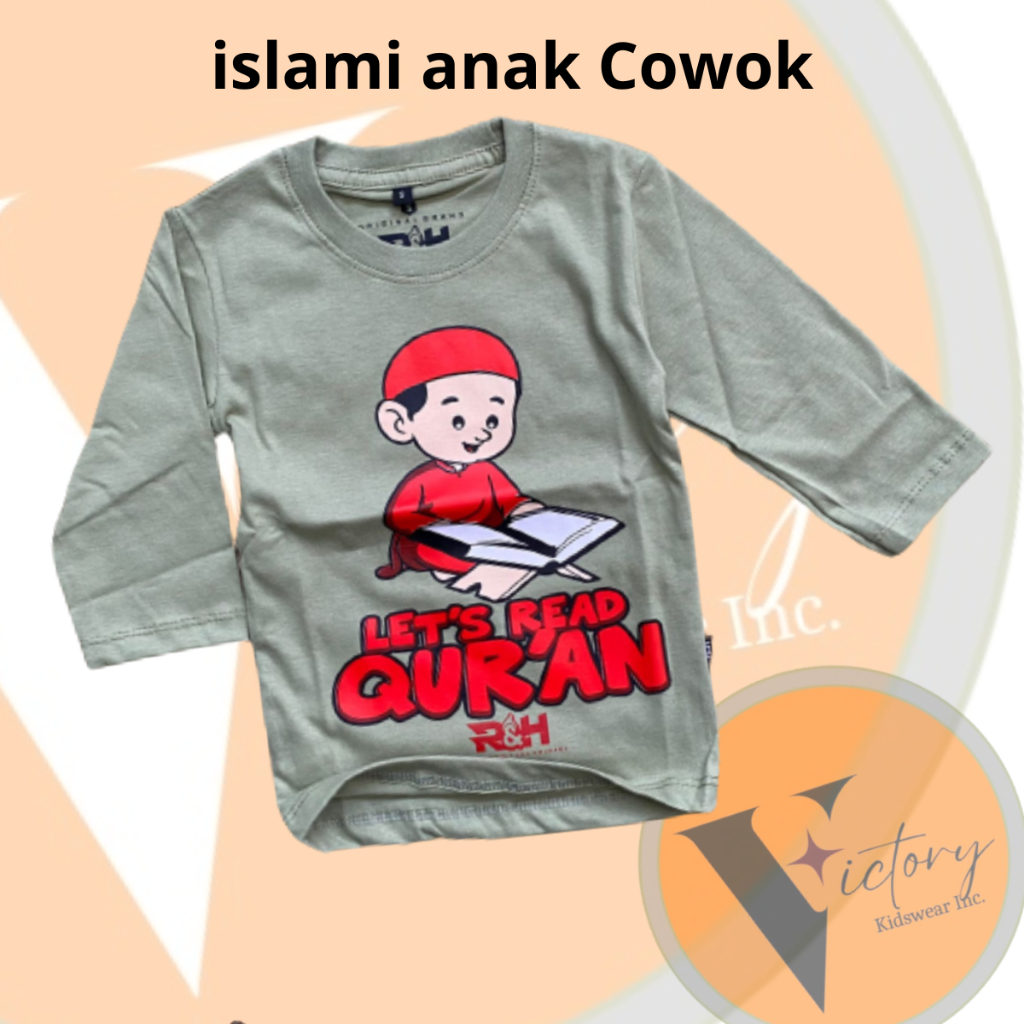 kaos islami anak laki laki 4-12th /Seragam Sekolah /Baju Santri/Kaos ngaji/Baju Adik Kaka /Kaos Anak