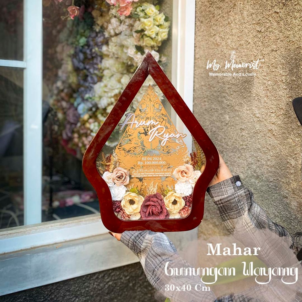 Mahar Gunungan Aksara Frame Kayu Size 30x40 Cm