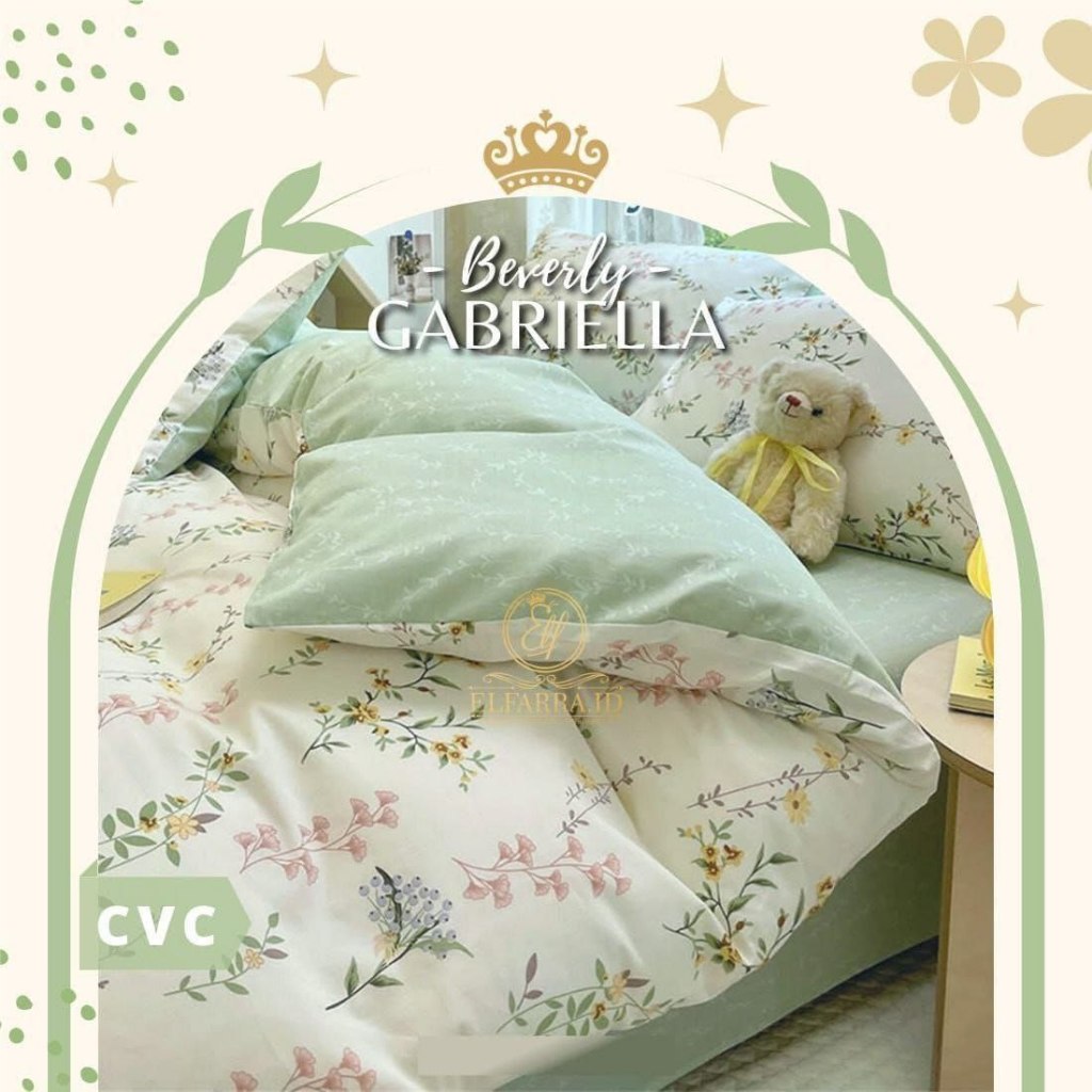 ELFARRA | Sprei Set Bedcover | Bed Cover Set | Sprei Katun Anti Geser | Sprei Aesthetic GABRIELLA