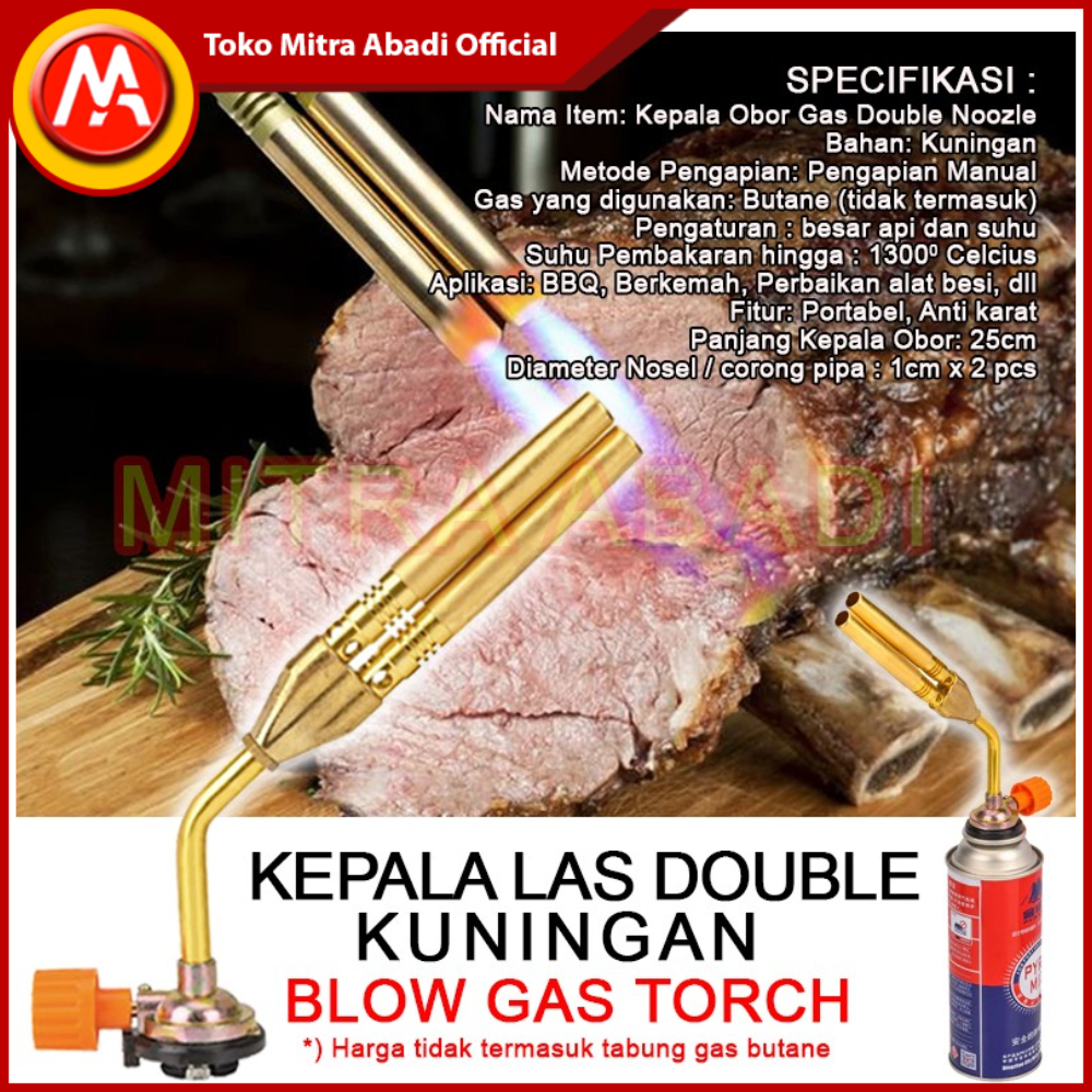 Alat Blow Gas Torch / Kepala Las Double Kuningan - Kepala Gas Pemantik
