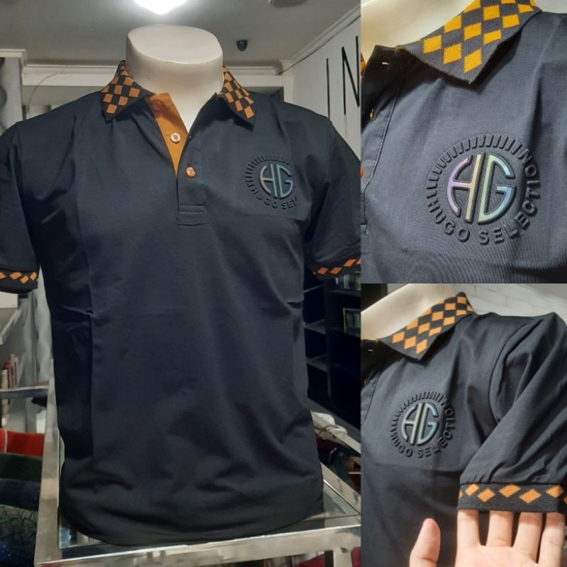 TERBARU KAOS KERAH HUGO SELECTION ☆☆ 100% ORIGINAL ☆☆ WARNA HITAM DENGAN CORAK DIKERAH DAN SABLON TI