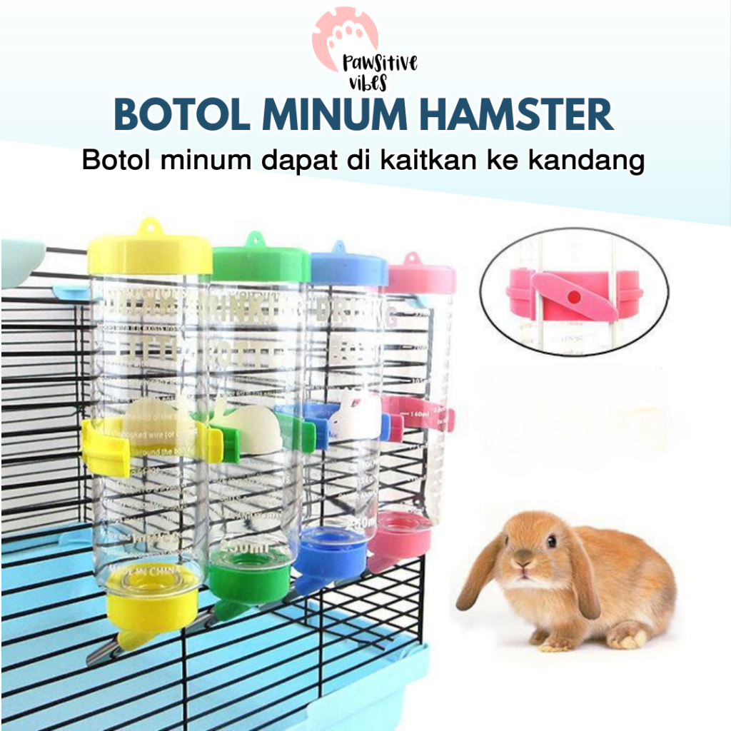 TEMPAT MINUM / BOTOL MINUM HAMSTER KELINCI MARMUT 60ml 80ml 125ml 250ml - Botol Minum Dot Hewan Hams