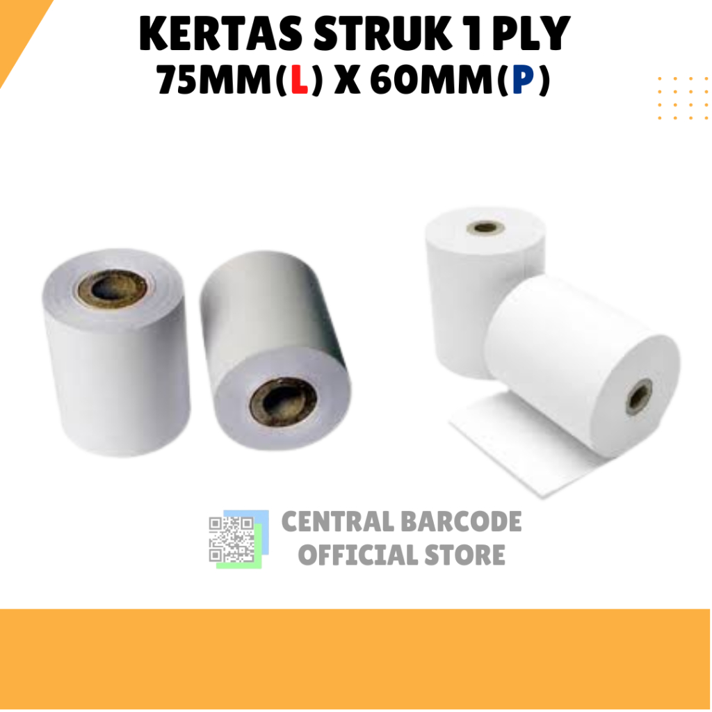 

KERTAS STRUK KASIR 1PLY 75x60 PRINTER KASIR DOTMATRIX