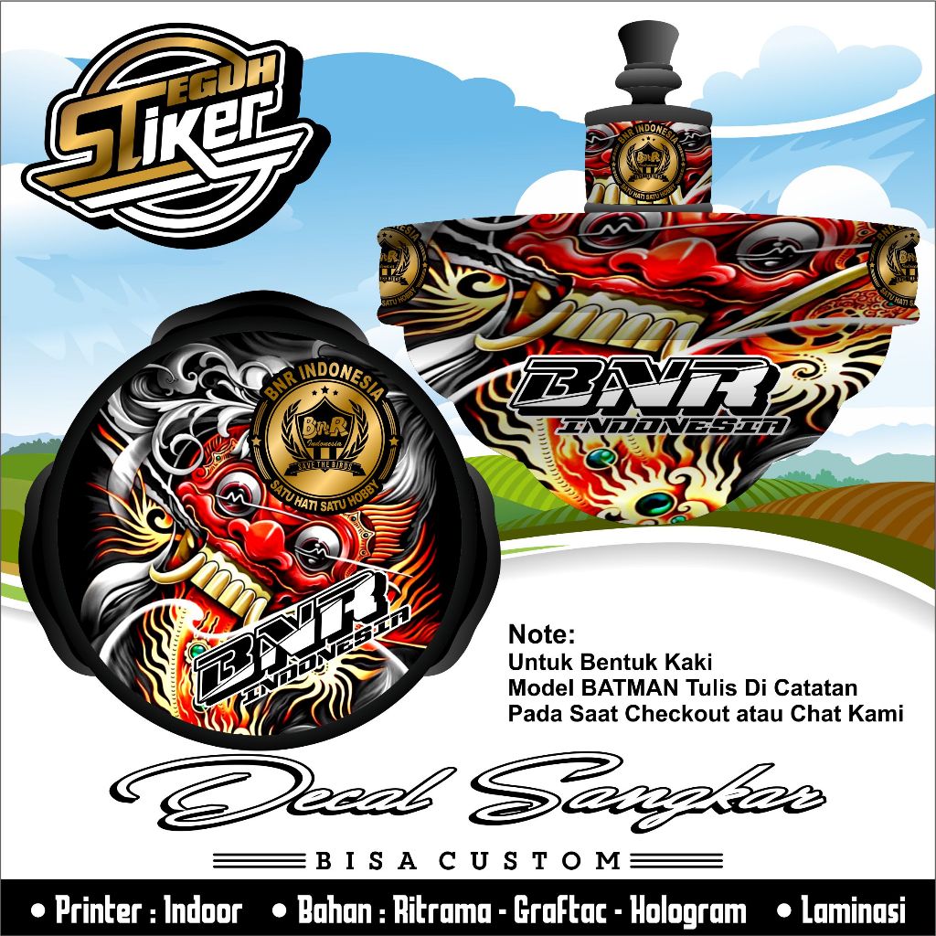 Stiker Decal Tebok T3 Lovebird,Pleci Motif BNR Barong Bali