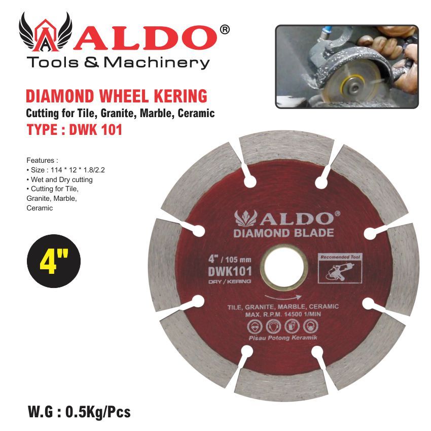 DIAMOND WHEEL KERING DWK 101 / MATA POTONG KERAMIK / MATA GERINDA / MATA GRANIT MERK ALDO