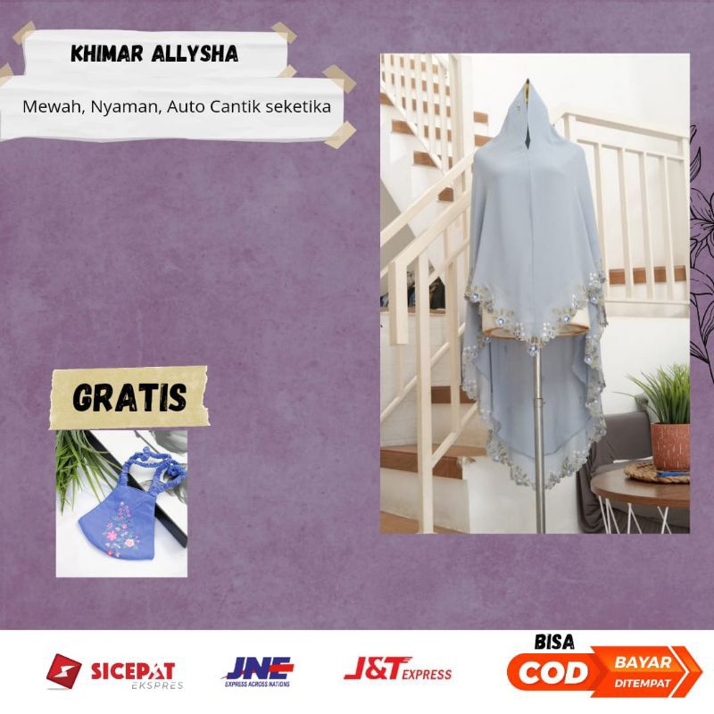 Khimar Jilbab Ceruty 2 Layer Bordir Premium Allysha Untuk Fashion Wanita Muslim Mewah Nyaman