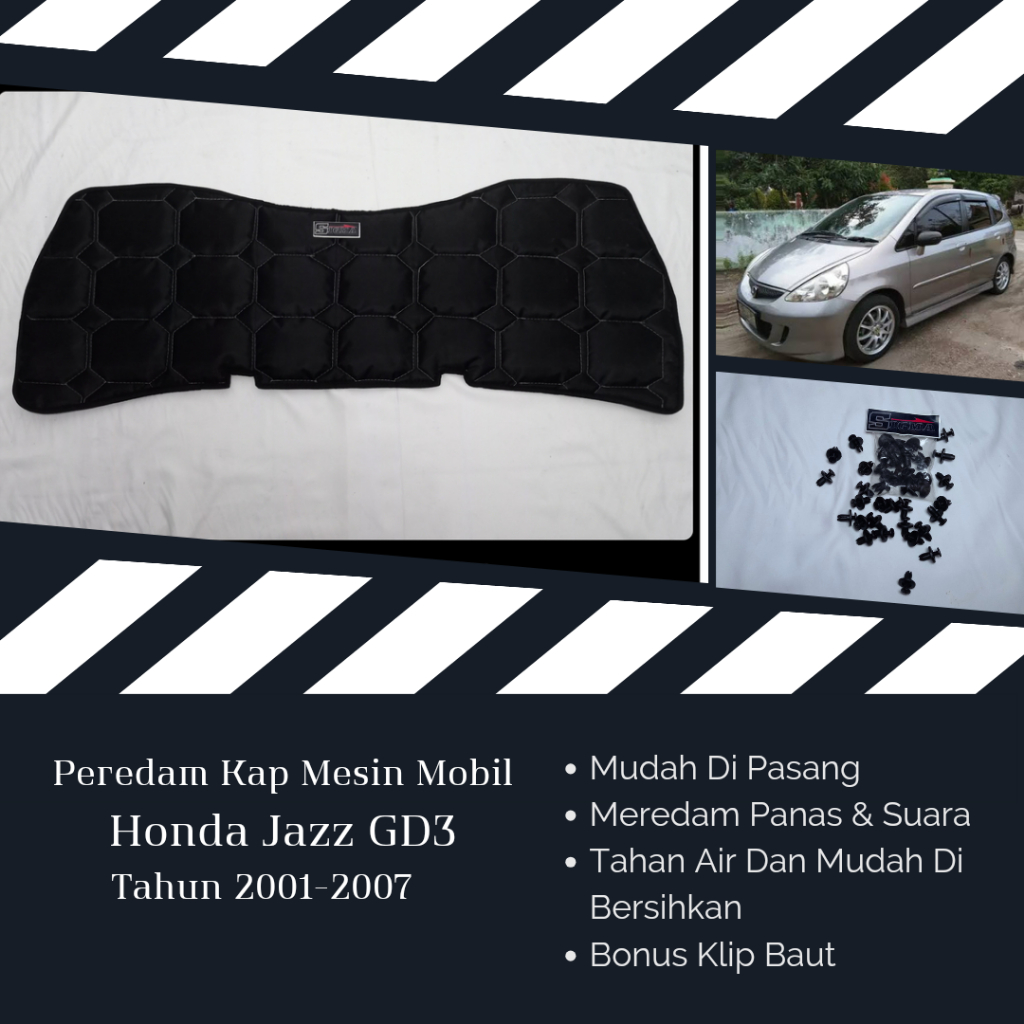 Peredam Panas Dan Suara Kap Mesin Mobil Honda Jazz GD3 Tahun 2001 2002 2003 2004 2005 2006 2007