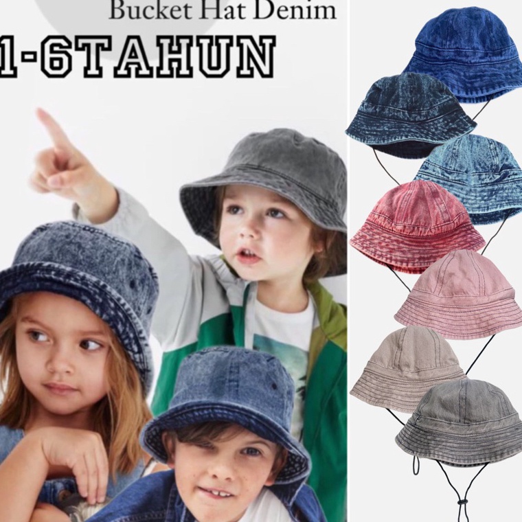 Berkualitas Topi Bucket Jeans Denim Anak Laki Laki Perempuan 1662