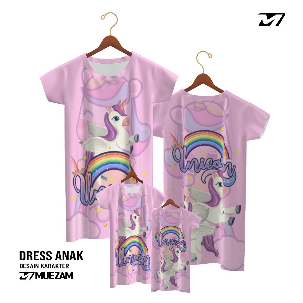 baju dress anak perempuan | Dress Anak lucu Karakter UNICORN KUDA PONIK | bahan scuba Premium | untu