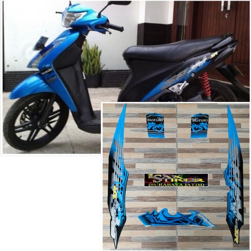 striping original Suzuki Spin SR 125 biru tahun 2010 2011