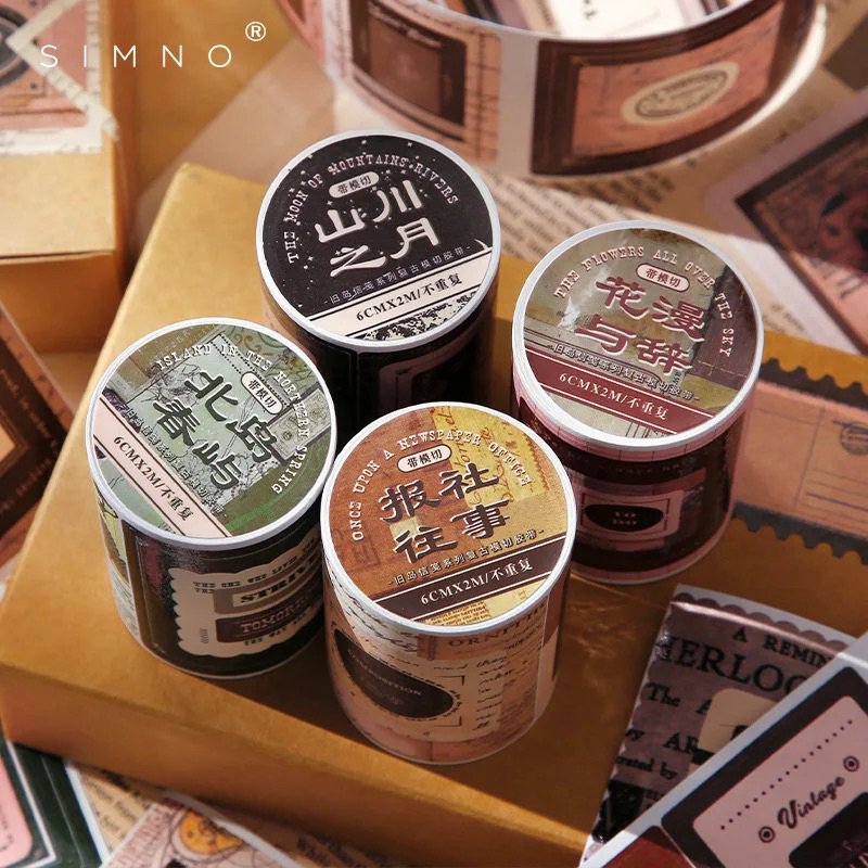 

(3AC) Washi tape selotip stamp letter surat perangko antique retro kotak kiss cut 60 mm
