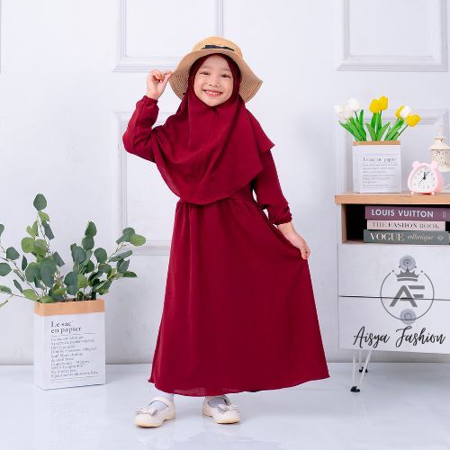 Arumi Dress Anak Perempuan Set Hijab Gamis Anak Simpel Terbaru Kekinian
