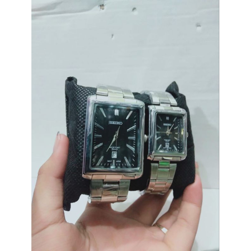 ( SEIK 9213-2 ) Jam Tangan Couple Murah Kotak Fashion  Rantai Analog