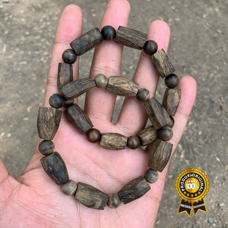 Gelang Kayu Gaharu Kalimantan Malinau Asli Natural Abstrak 100% Original