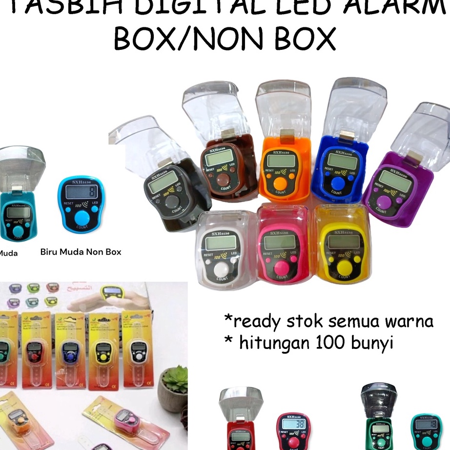 Model Terkini Tasbih Alarm LED SHX5136 Digital Finger Counter LED Alarm 1 Akan Bunyi 3 Tombol