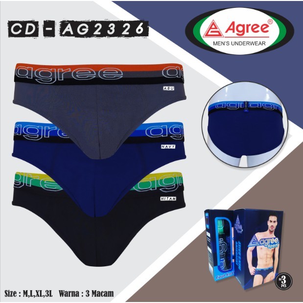ISI 3 Pcs CD PRIA AGREE 2326 CELANA DALAM PRIA M-XXL