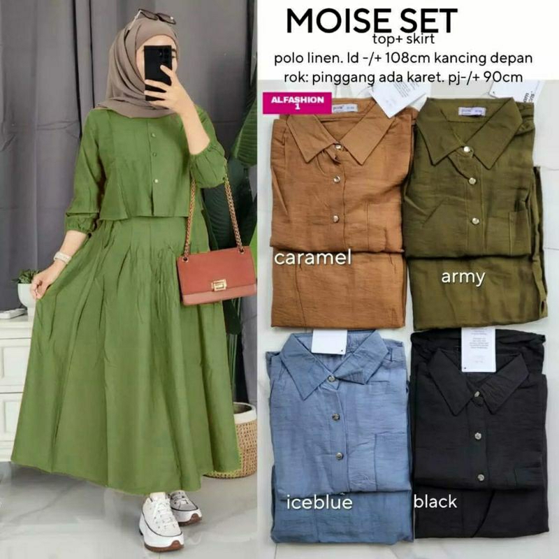 TERBARU TERLARIS TERMURAH TERBAIK GAMIS MUSLIM WANITA MOISE SET