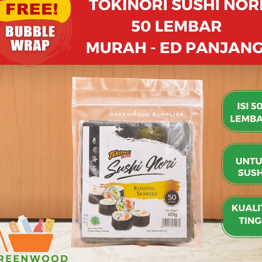 

TIPE CCG978 Tokinori Yaki Sushi Nori Rumput Laut Sushi 5 Lembar