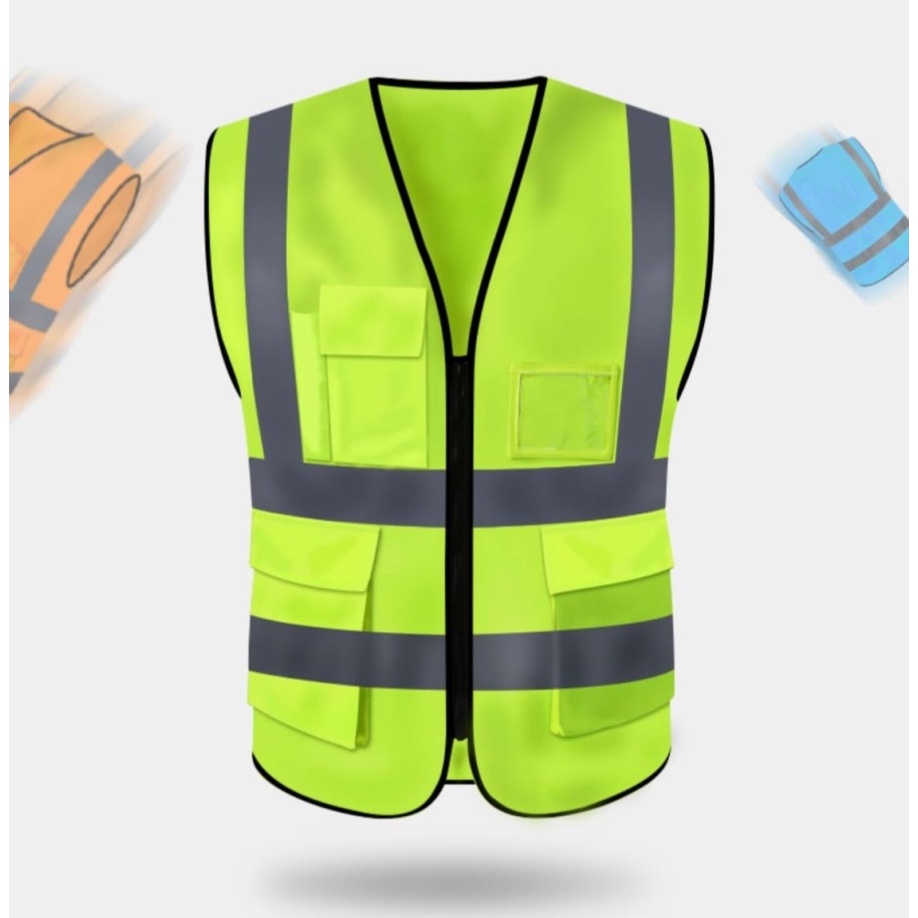 New Rompi Safety Proyek ID Holder 5 Saku  Rompi reflektif  XL