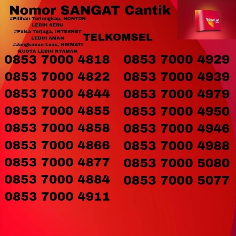 Nomor Cantik Telkomsel Perdana Kartu Cantik Telkomsel Nomer Cantik Telkomsel Nomer Cantik Rapih Telk