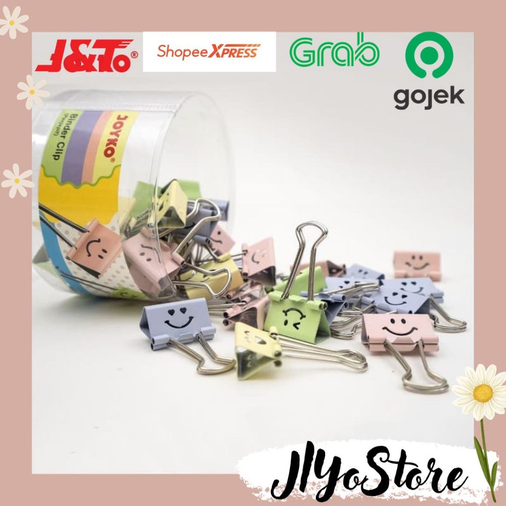 

Klip Kertas Jepitan Smile Penjepit Joyko Binder Clip ATK Stationery Sekolah Aesthetic Warna Pastel