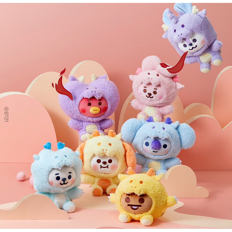 BT21 DRAGON MEDIUM SITTING DOLL AND DRAGON KEYRING OFFICIAL LINEFRIENDS KOREA