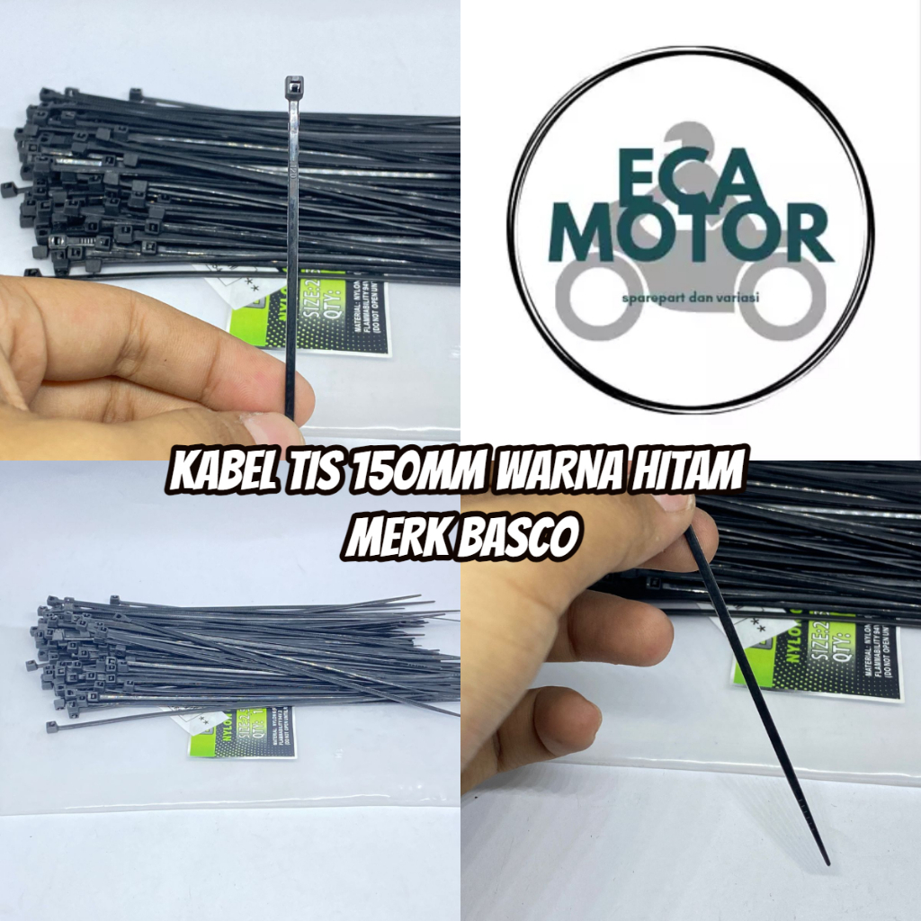

KABEL TIS WARNA HITAM 150 MM MERK BASCO || CABEL TIES NYLON 15CM / 150MM MERK BASCO