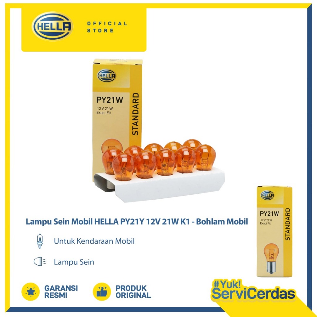 Lampu Sein Mobil HELLA PY21Y 12V 21W K1 - Bohlam Mobil