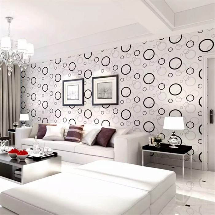 WALLPAPER DINDING PAKET 4 ROLL MOTIF BULAT HITAM 3D PREMIUM PVC WALLSTIKER KAMAR TIDUR AESTHETIC