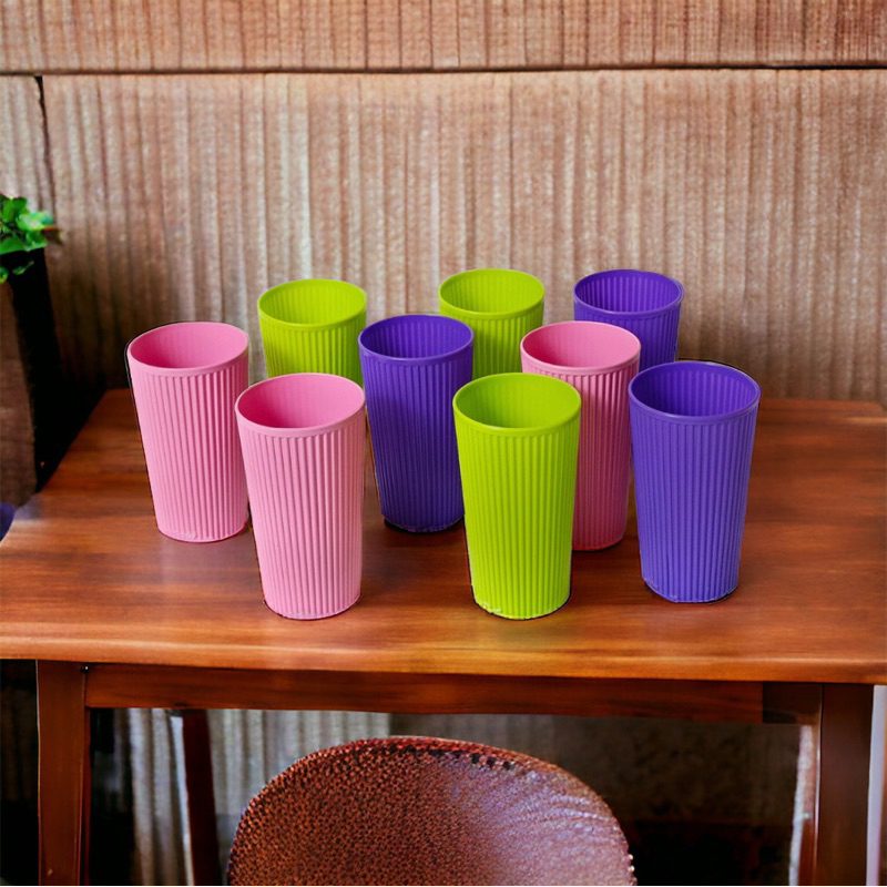 12 pcs gelas bambu plastik gelas warna | gelas tumbler plastik