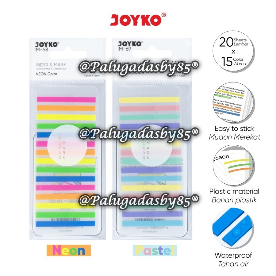 

(1 Set) GROSIR Pembatas Memo JOYKO IM-68 Plastik Kotak 5 Warna / Index Mark Penanda Pembatas Joyko 300 Sheets IM-69 Plastik / Penanda Joyko IM68 IM 69 / Penanda Joyko Plastik