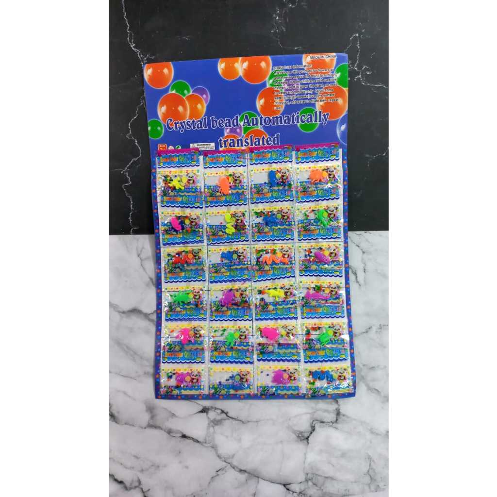 24 pak / 1 renceng Mainan Anak Rendaman Mutiara Karakter Hewan Karet Air Rendam Mengembang Warna War